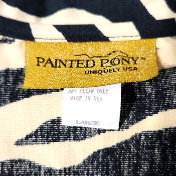 VTG Painted Pony Zebra Print Button Up 100% Cotton Blazer EUC!! Size Large - Picture 8 of 10